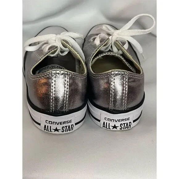 Converse Chuck Taylor All Star Women's Silver Low Top Sneakers Size 7.5 - Picture 4 of 14
